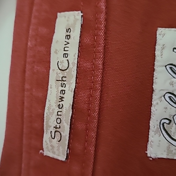 Rust Orange Button-Up Shirt with Mushroom Patch And Starburst Pattern On Back - Picture 5 of 5